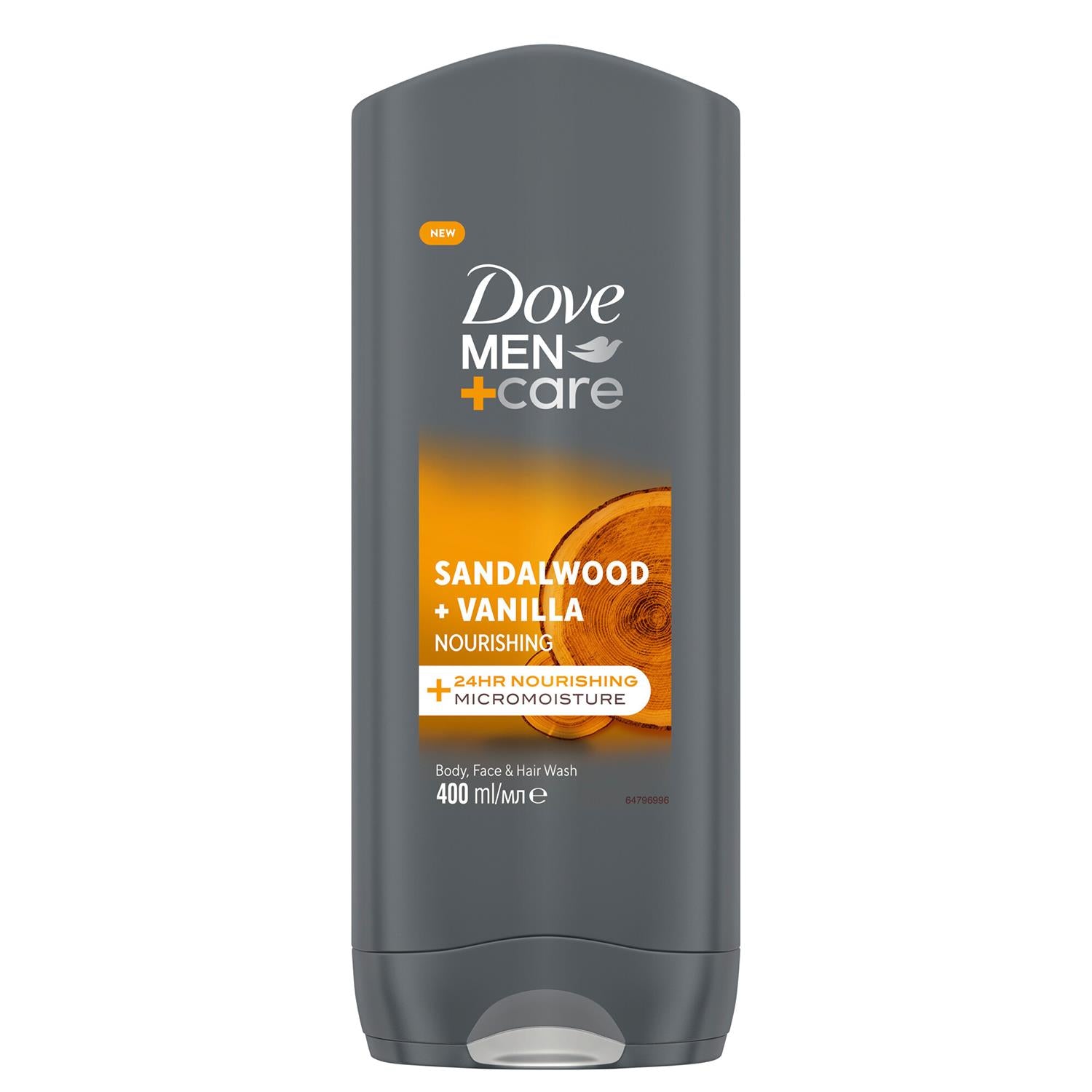 Men+care 3 In 1 Body, Face & Hair Wash Sandalwood + Vanilla 400ml, 6 Pack | Set-of-6