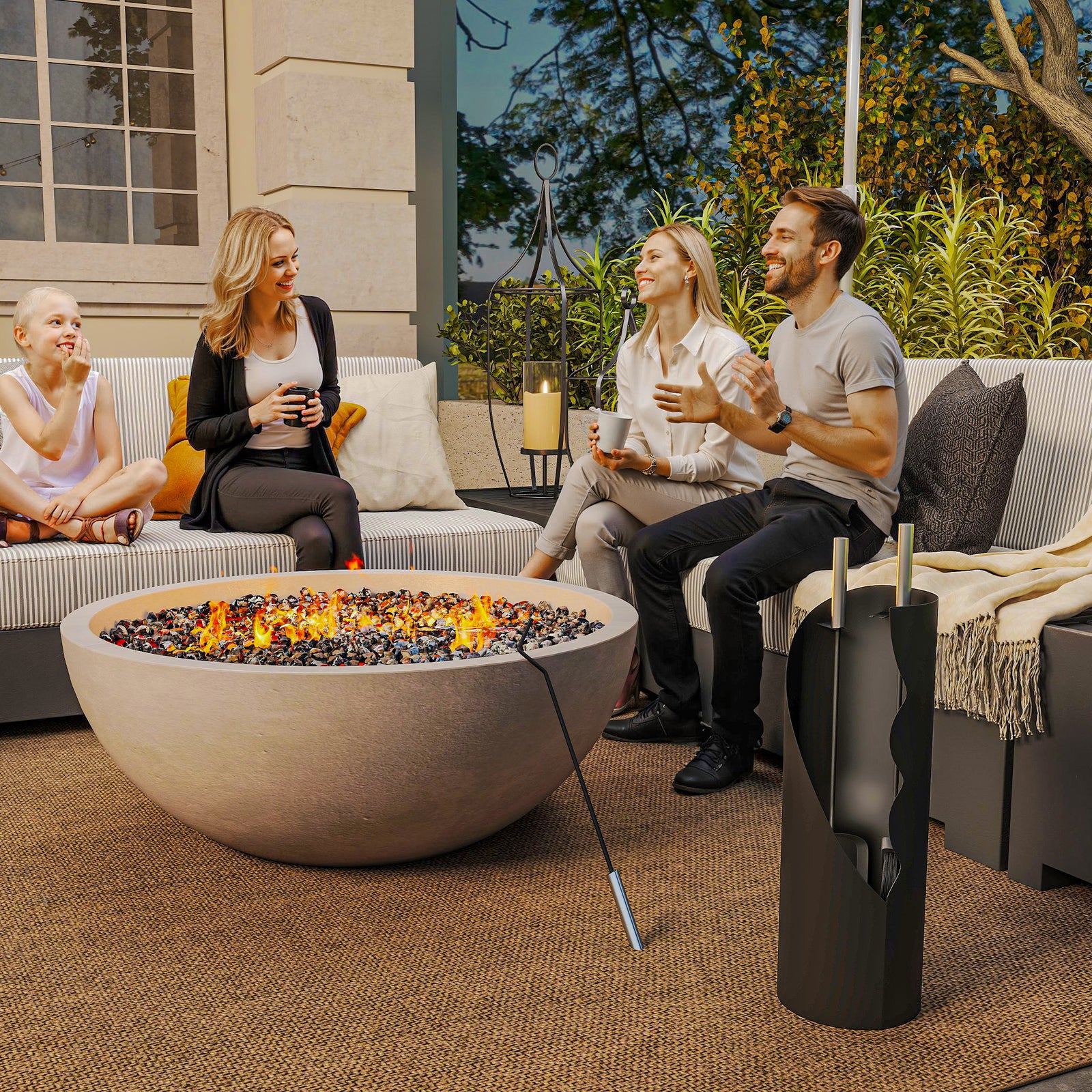 Outsunny 4 Pcs Fireplace Companion Set, Metal Fireside Companion