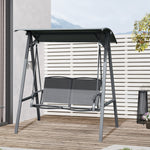 2 Seater Garden Swing Chair Outdoor Canopy Swing W/ Shade | Dark Gray