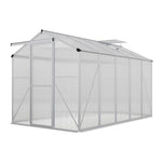 Polycarbonate Greenhouse– Aluminum Frame Walk-in Greenhouse With Sliding Door & 2 Ventilation Window For Plants & Flowers | White