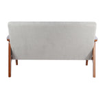 ufted Fabric Sofa with Walnut Wood Frame, Grey 2-3 Seater, High-Density Cushion, Classic Living Room Accent