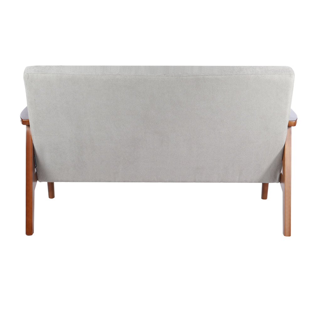 ufted Fabric Sofa with Walnut Wood Frame, Grey 2-3 Seater, High-Density Cushion, Classic Living Room Accent