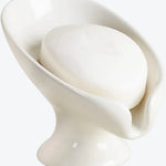 Leaf Shape Soap Dish Recycled Ceramic Eco-clay | White