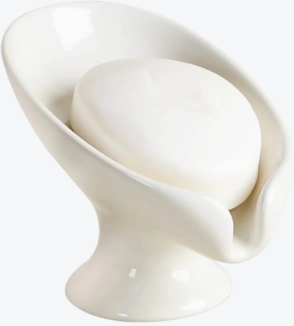 Leaf Shape Soap Dish Recycled Ceramic Eco-clay | White