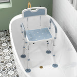 Eva Padded Shower Stool With Back And Arms Foot Pads | One Size | Light Blue