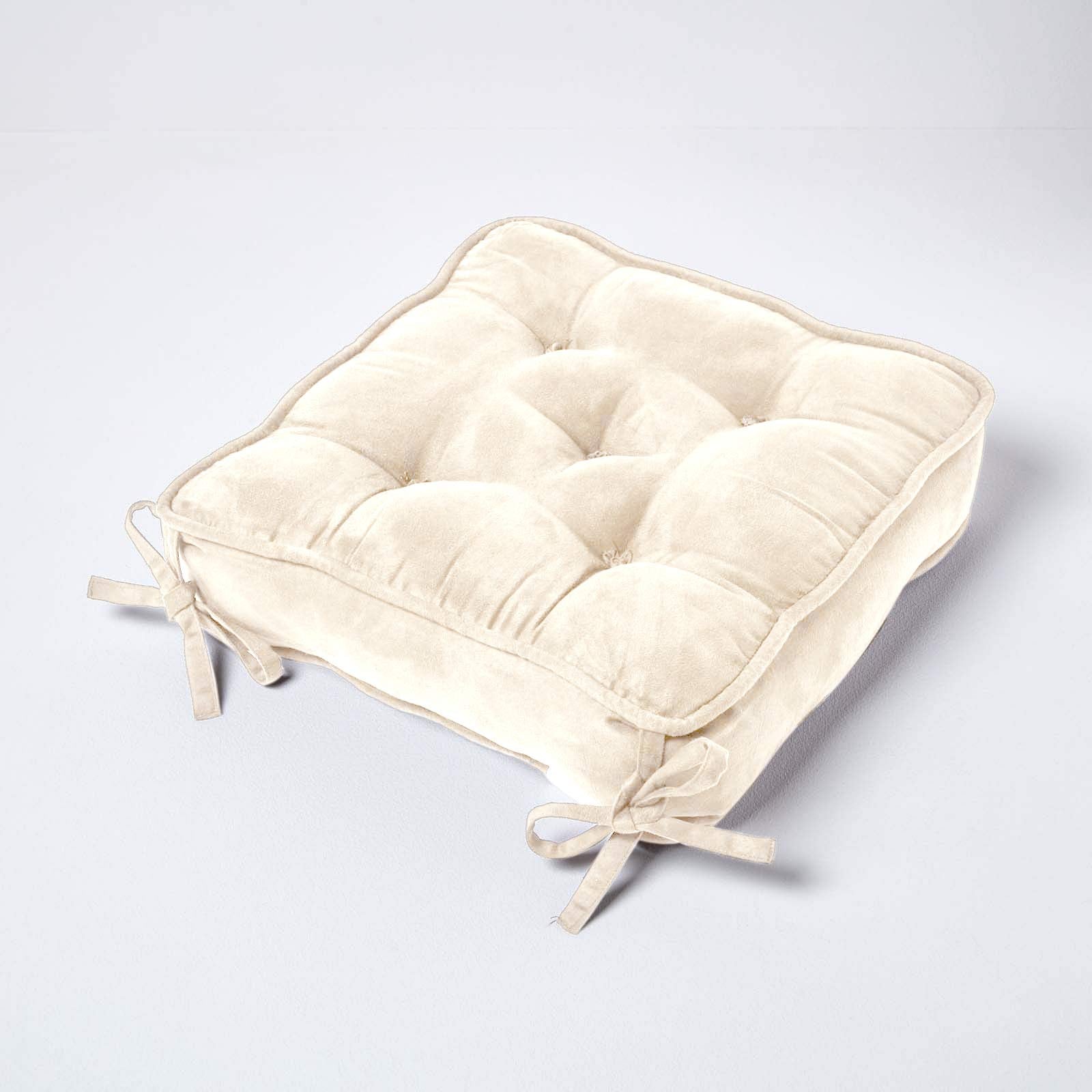 Faux Suede Dining Chair Booster Cushion | 40cm x 40cm | Cream