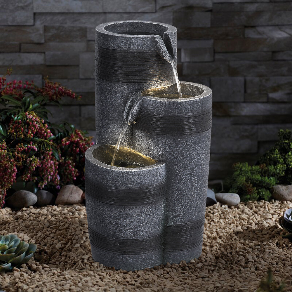 Solar Powered Water Fountain Decor With Lights
