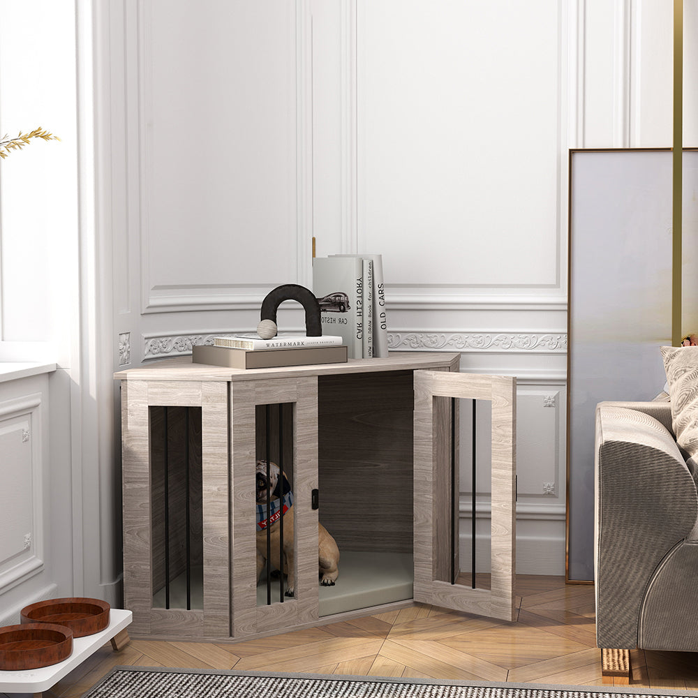 Dog Crate W/ Cushion, Large Door - Medium Dogs | Brown