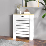 Radiator Cover With Drawer, Horizontal Slat | 78cm | White