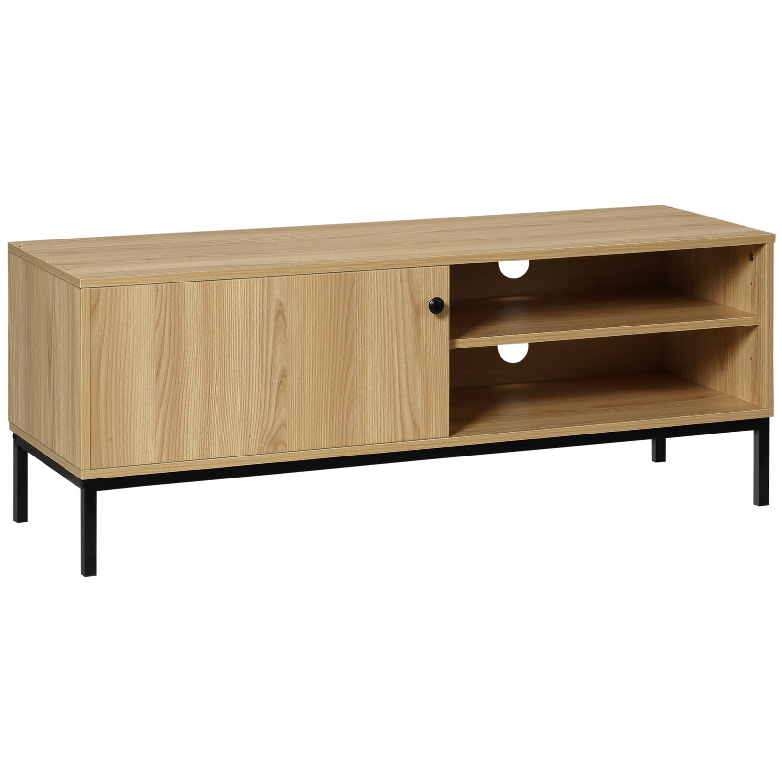 Tv Stand Cabinet With Sliding Door, Natural