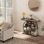 HOMCOM Industrial Console Table, Hallway Table With Storage Shelves