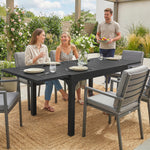 Expandable Patio Table For 4-6 People With Slatted Top, Black