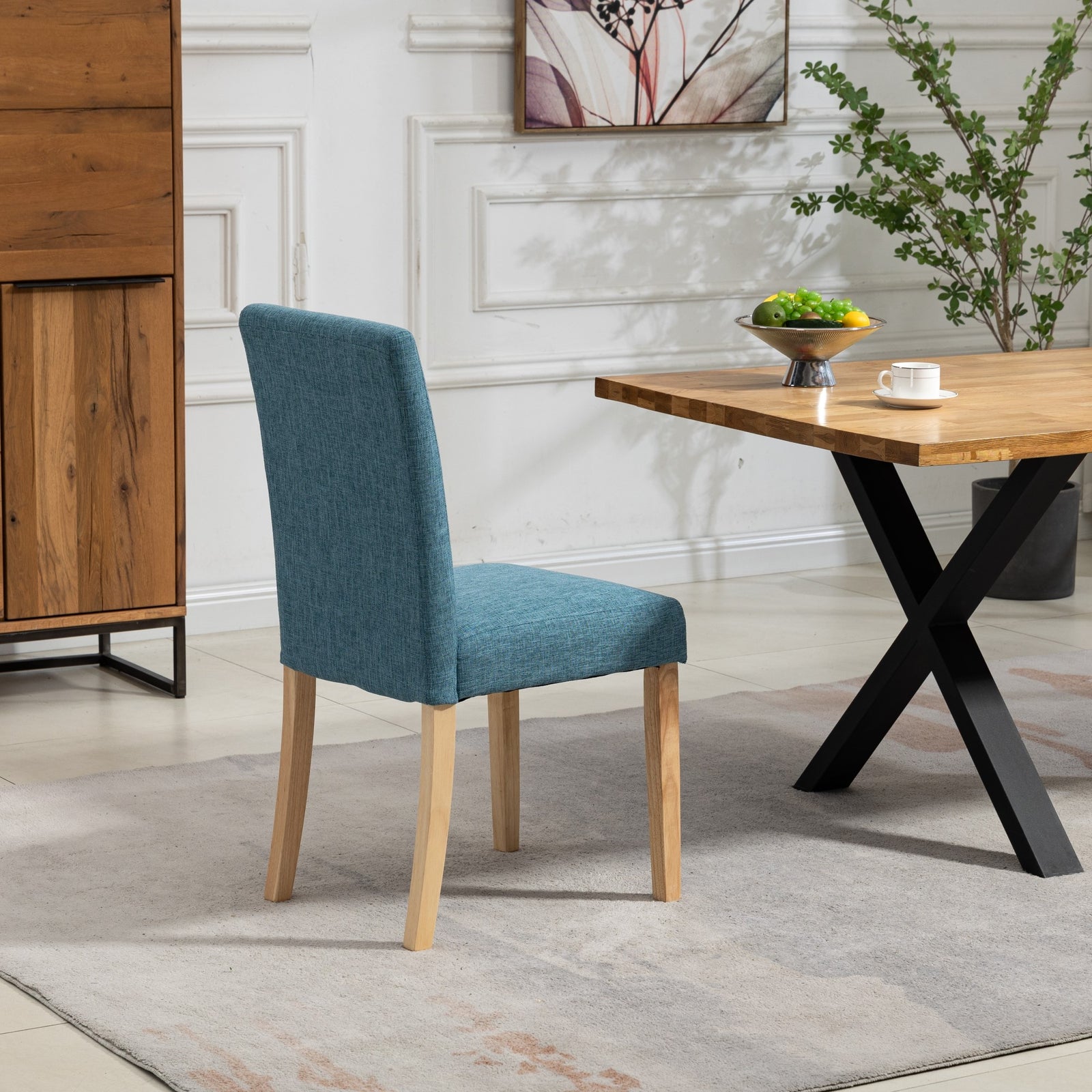 Set Of 2 Maiolo Fabric Dining Chairs | Teal
