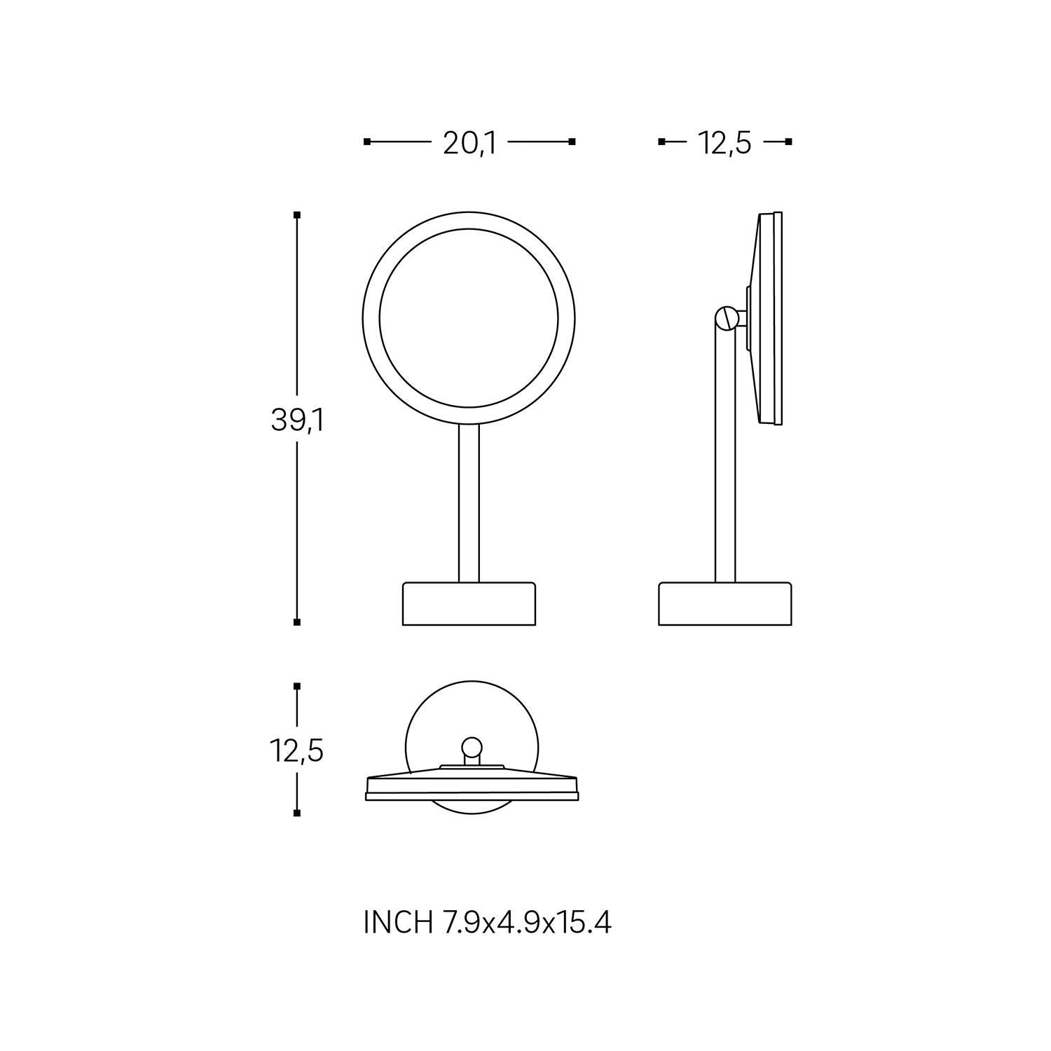 Magnifying Mirror X5 Led Light Matt Black Usb Port Architect Collection