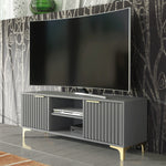 Tide Crest Tv Unit 120cm - Fluted Design | Dark Grey