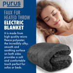 Electric Heated Throw Electric Over Blanket Faux Fur Luxurious 160 X 130cm Soft Fleece Blanket | Double | Grey