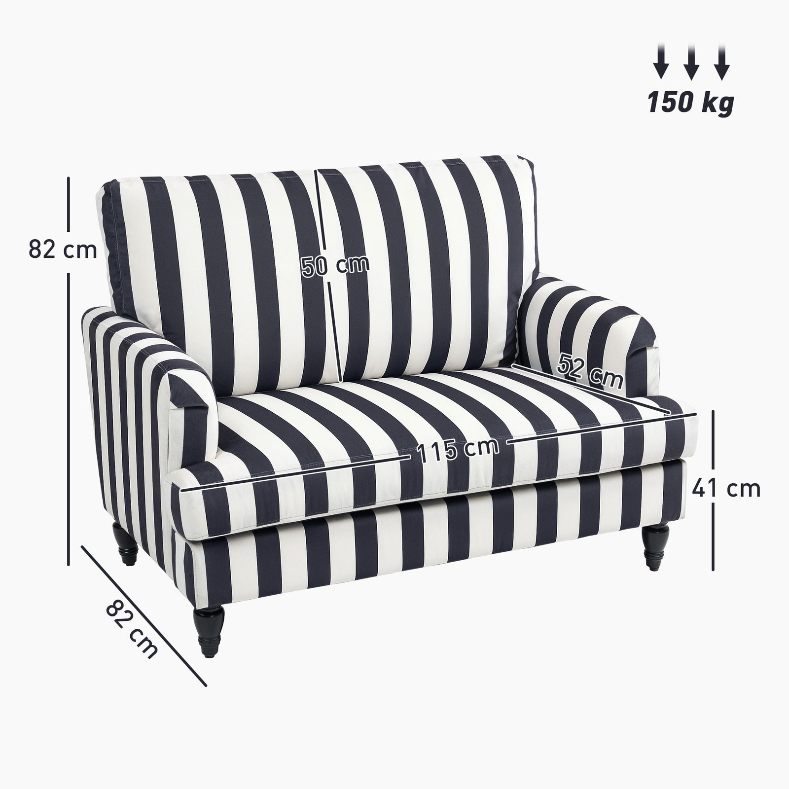Cuddle Chair With Stripe, Armchair For Living Room | Black