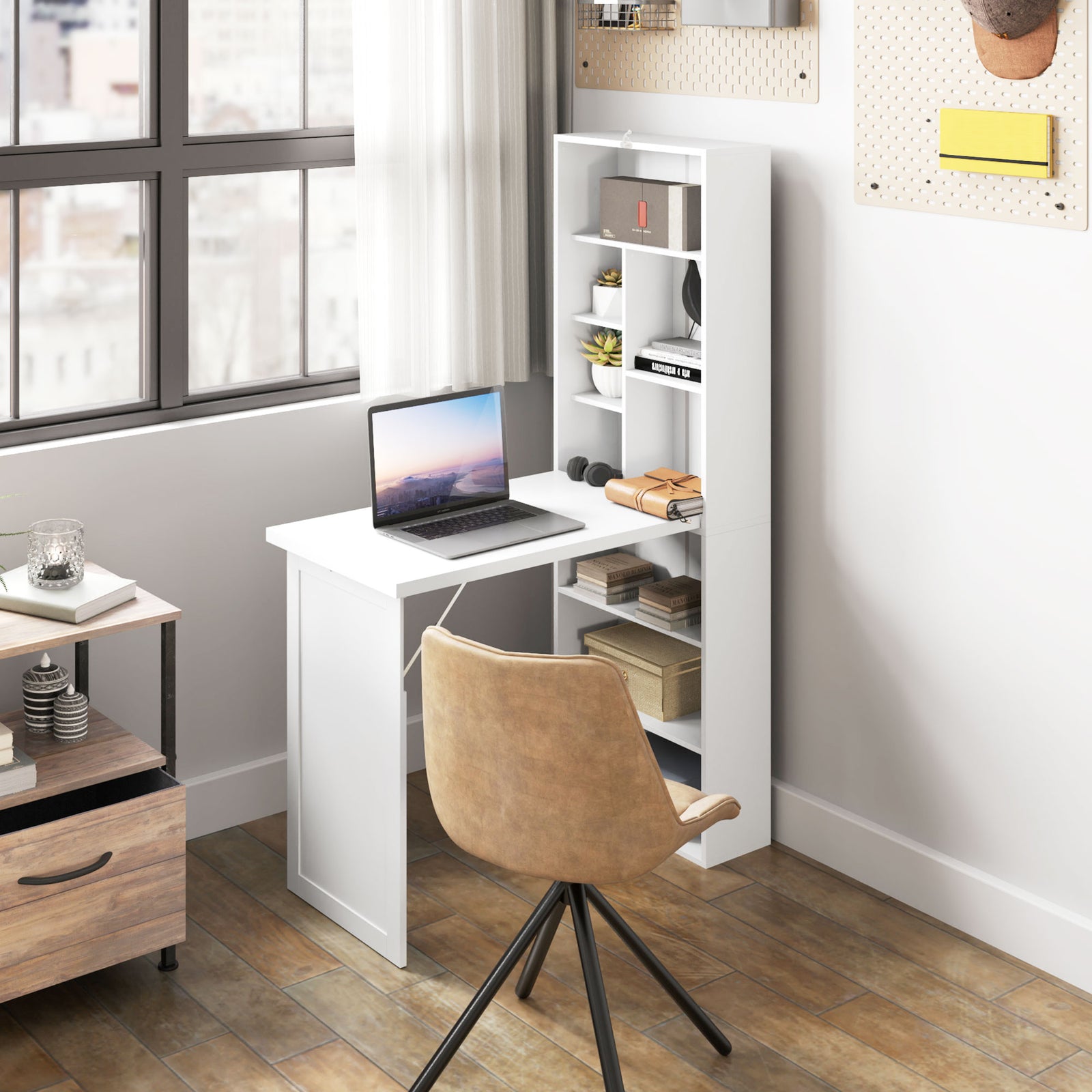 Convertible Desk With Whiteboard Multi-function Workstation | One Size | White