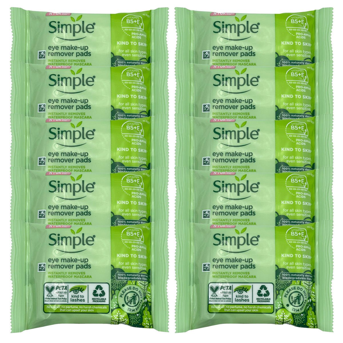 Kind To Skin Eye Make Up Remover Pads, 30pcs, 10pk | Set of 10