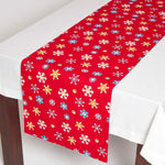 Cotton Christmas Red Snowflake Table Runner