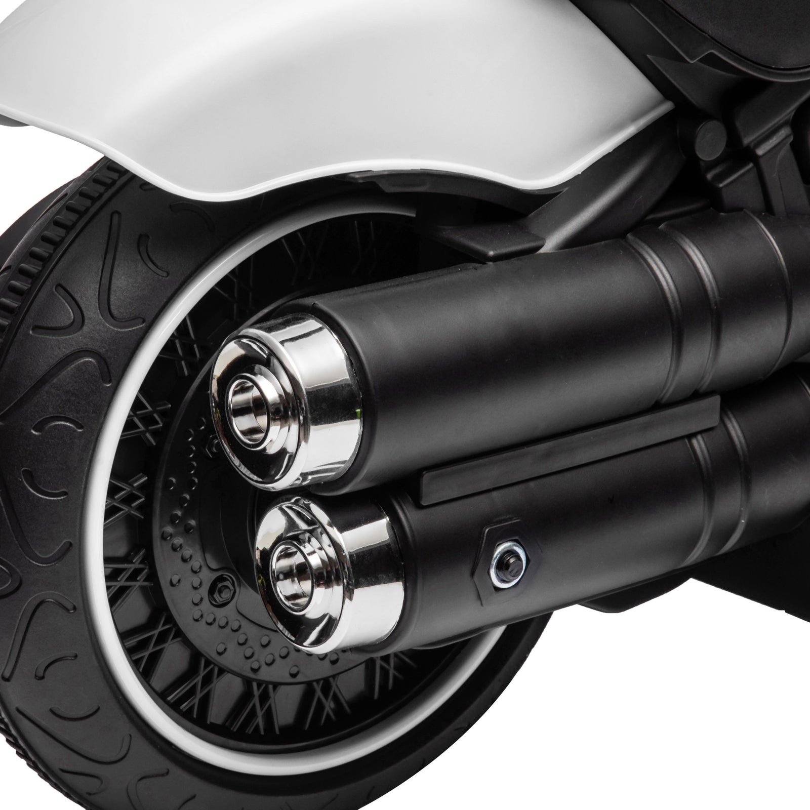 6v Electric Motorbike With Training Wheels, One-button Start | White