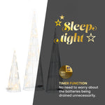 3pc Light Up Cone Tree Decorations With Warm Led Lights