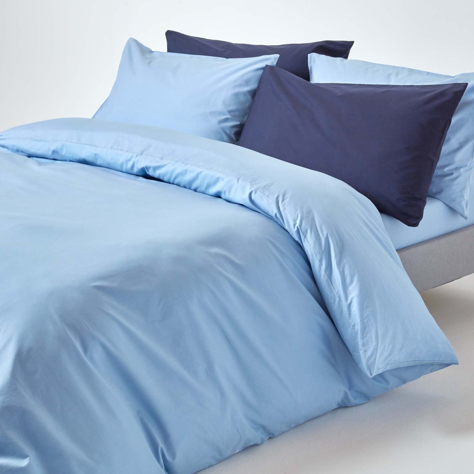 Egyptian Cotton Duvet Cover With Pillowcase, 200 Tc | Single | Blue