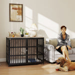 Dog Crate Furniture, 100cm Dog Cage With Anti-chew Resistant Mesh | XL | Brown
