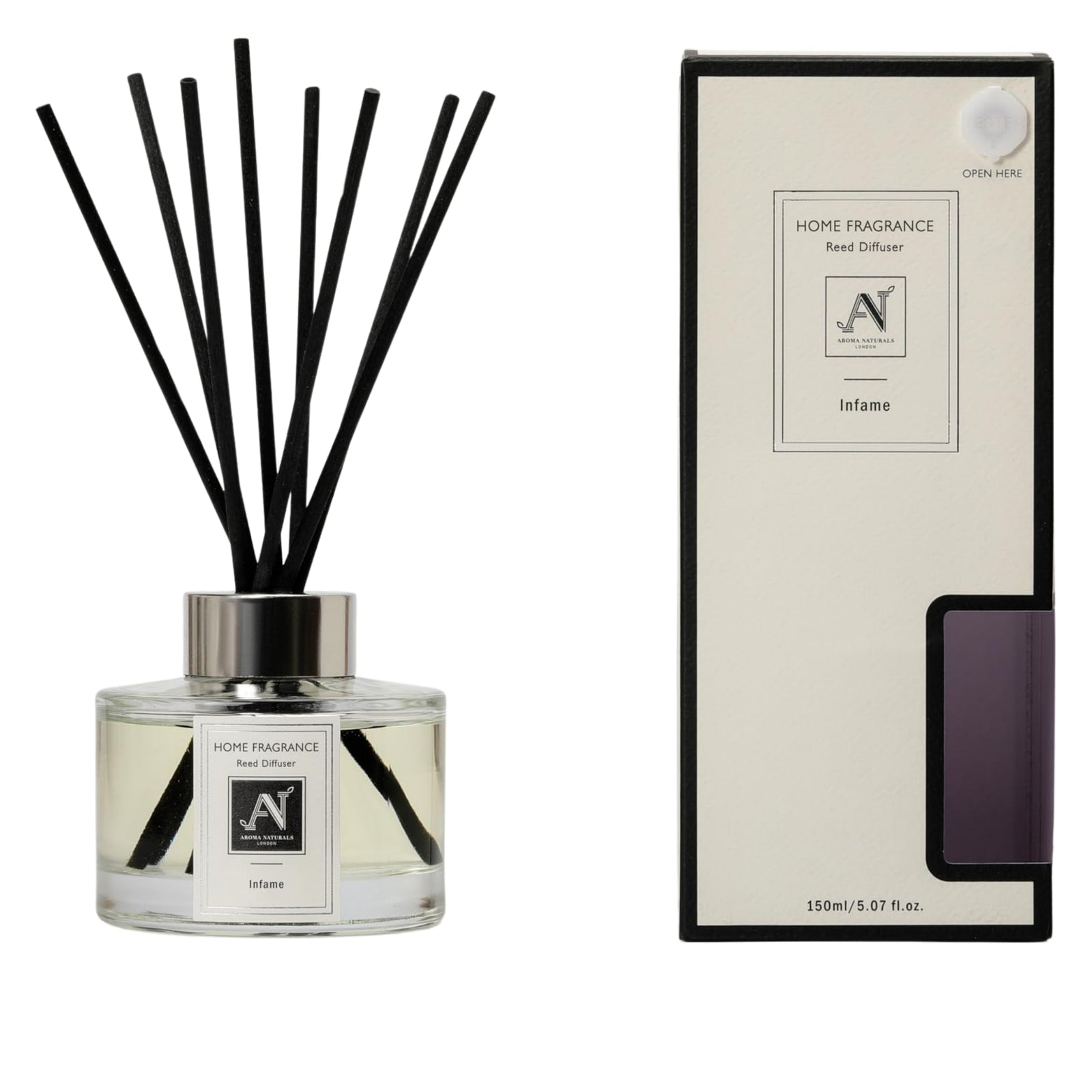Minimalist Luxe 150ml Reed Diffuser With Metal Collar Infame Scent