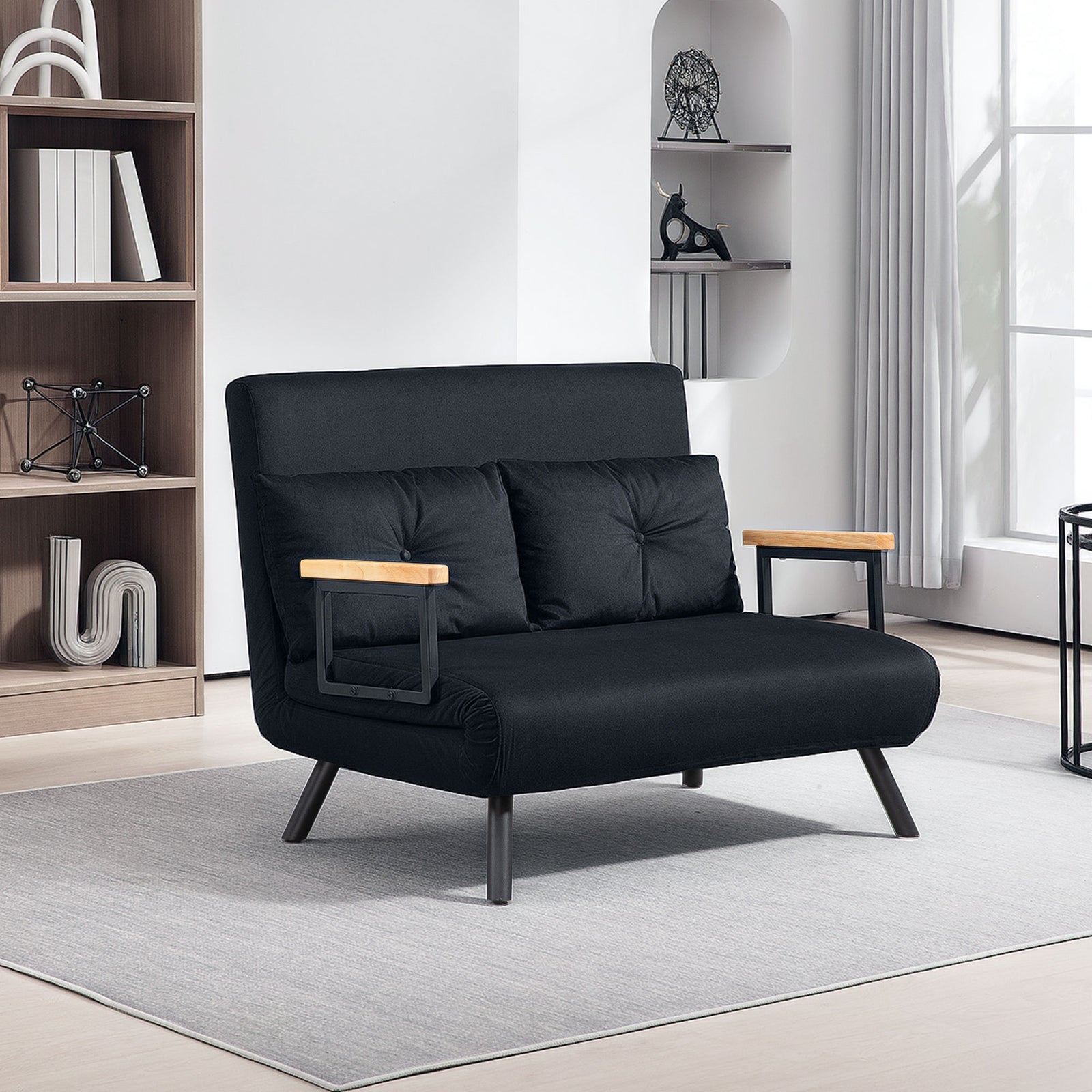 Click Clack 2 Seater Sofa Bed For Living Room, Guest Room | Black