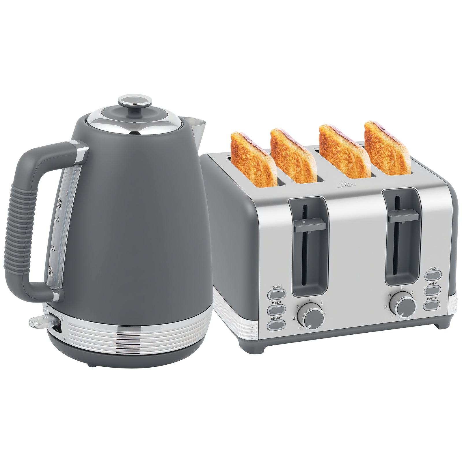 Quick Boil Kettle & Toaster Set | Grey
