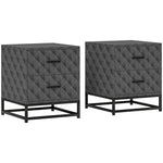 Bedside Table Set Of 2, Nightstand With 2 Drawers Steel Legs | One Size