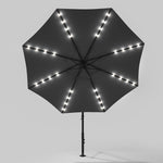 3 M Banana Patio Umbrella Cantilever Garden Parasol With Solar-powered 32 Led Lights, Crank For Opening Closing Without Base | One Size | Dark Gray