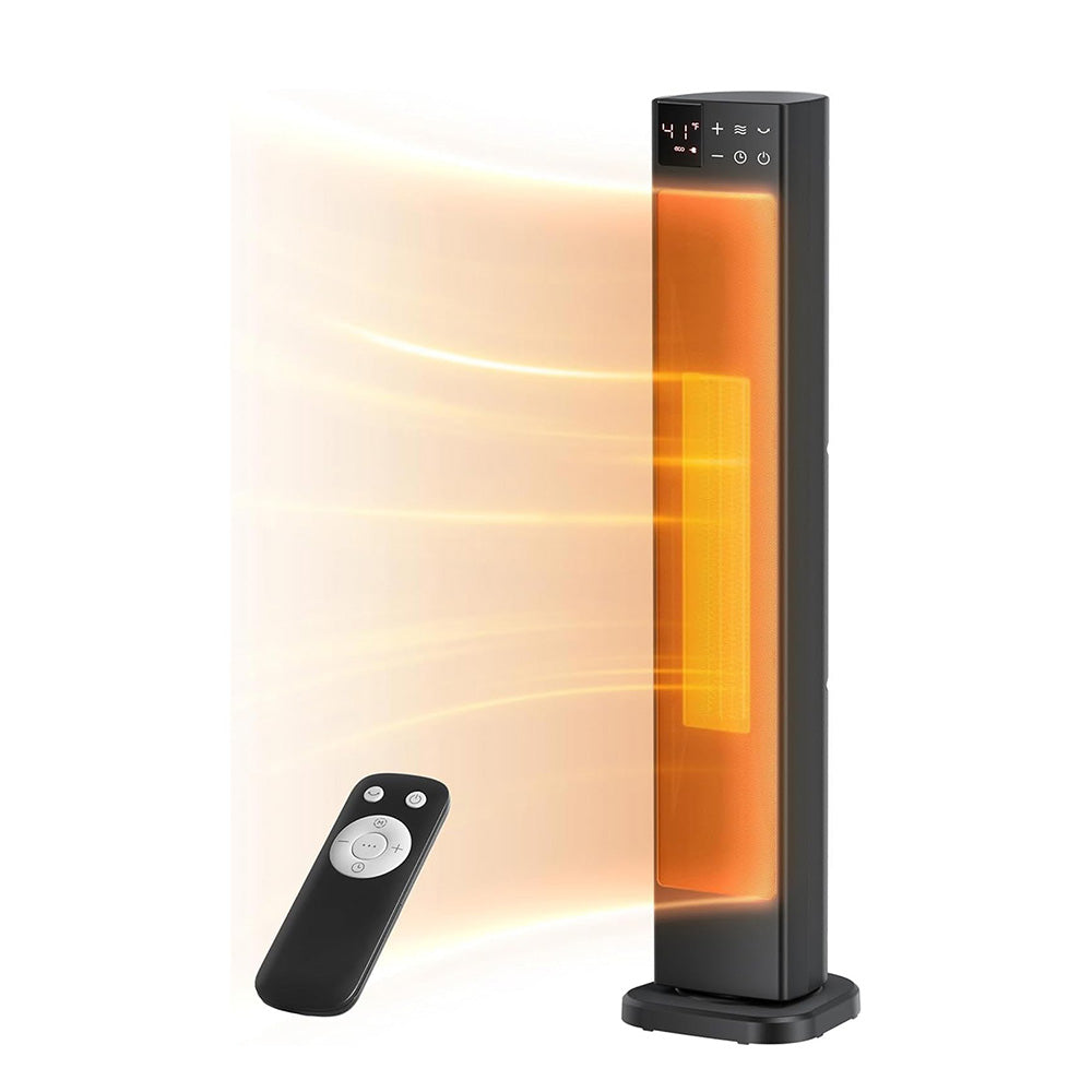 2000w Fast-heating Tower Electric Heater With Ptc Technology, 3 Modes + Eco, Remote Control, 24-hour Timer, And Safety Features | Black