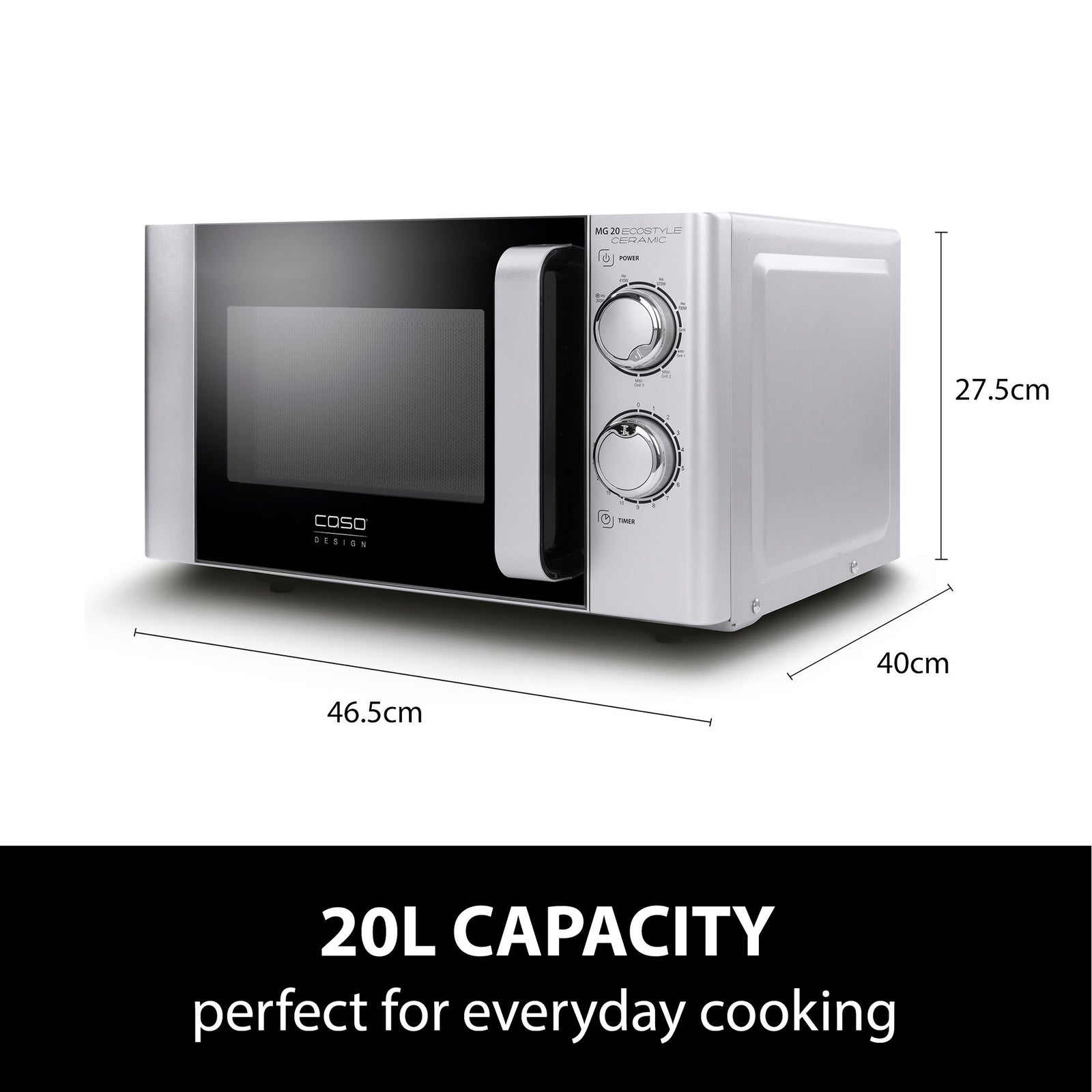 Mg 20 Ecostyle Ceramic Microwave Oven & Grill, 20 Litre Capacity, 700w Microwave With 1000w Grill
