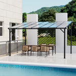 Outdoor Wall-mounted Gazebo Canopy With Polycarbonate Roof, Heavy Duty Patio Pergola Shelter, Uv Resistant Waterproof Sunshade | Large | Grey