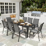 9 Pieces Patio Dining Set With Stackable Chairs | Dark Gray