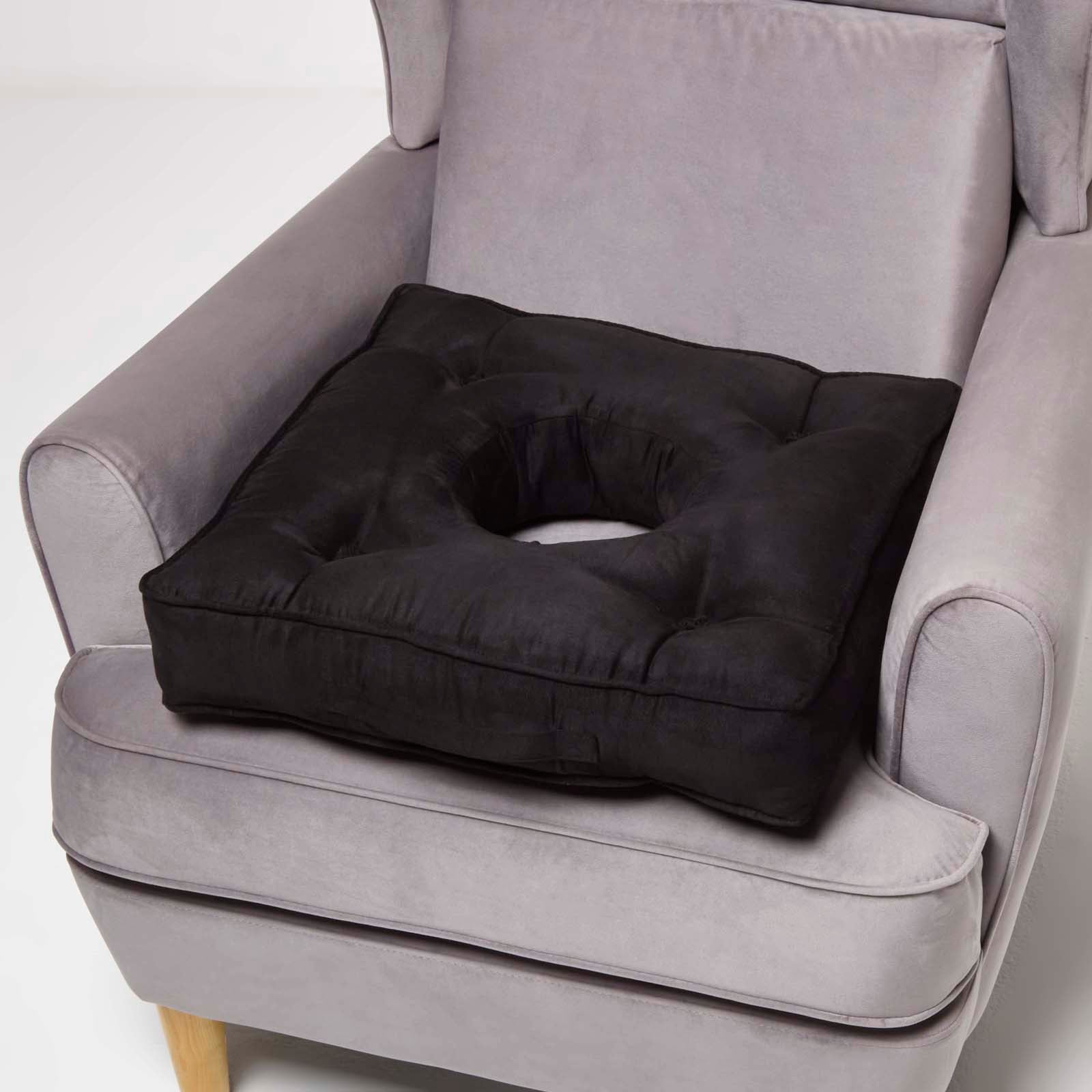 Faux Suede Coccyx Armchair Cushion | 50cm x 50cm | Black