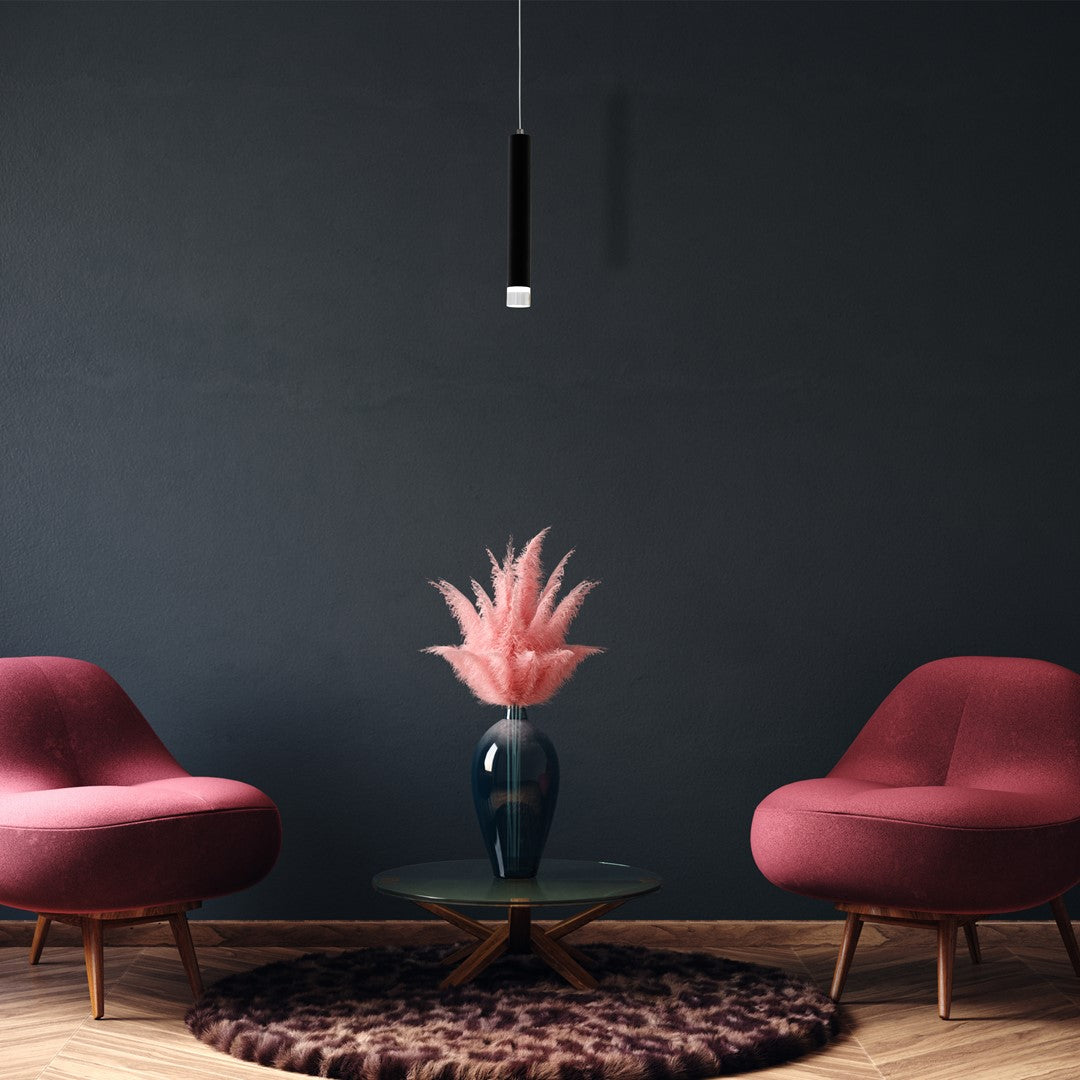 Carbon Black Led Pendant Lamp 1x5w Eye Catching Contemporary Cylindrical Lights With Built In Low Consumption Light Source