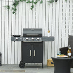 3+1 Gas Bbq, Side Burner, Warming Rack | Black