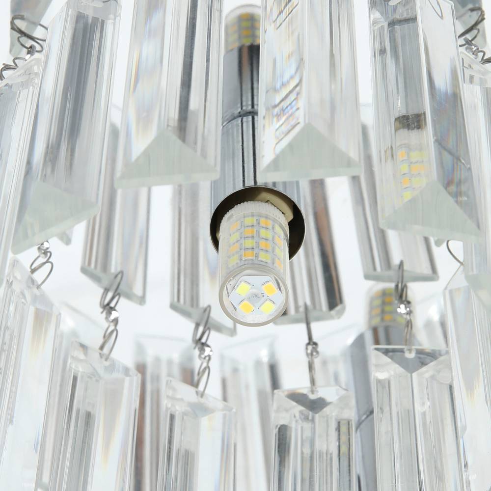 Modern Double Circle Crystal Chandelier Chrome Ceiling Light Droplet Crystal Shade Flush Mount Led Fixture | 30cm x 30cm