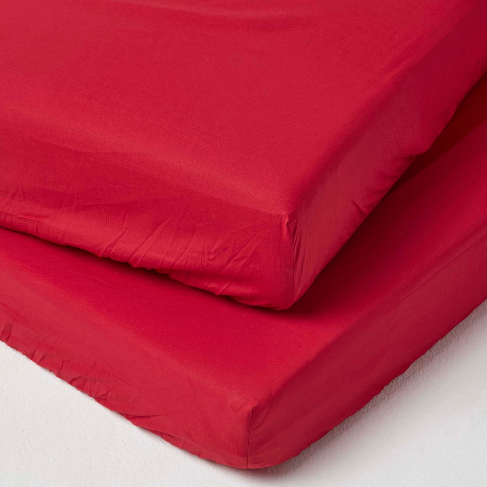 Cotton Fitted Cot Sheets 200 Tc, 60 X 120 Cm, 2 Pack | Cot | Red