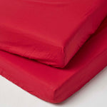 Cotton Fitted Cot Sheets 200 Tc, 70 X 140 Cm, 2 Pack | Cot Bed | Red