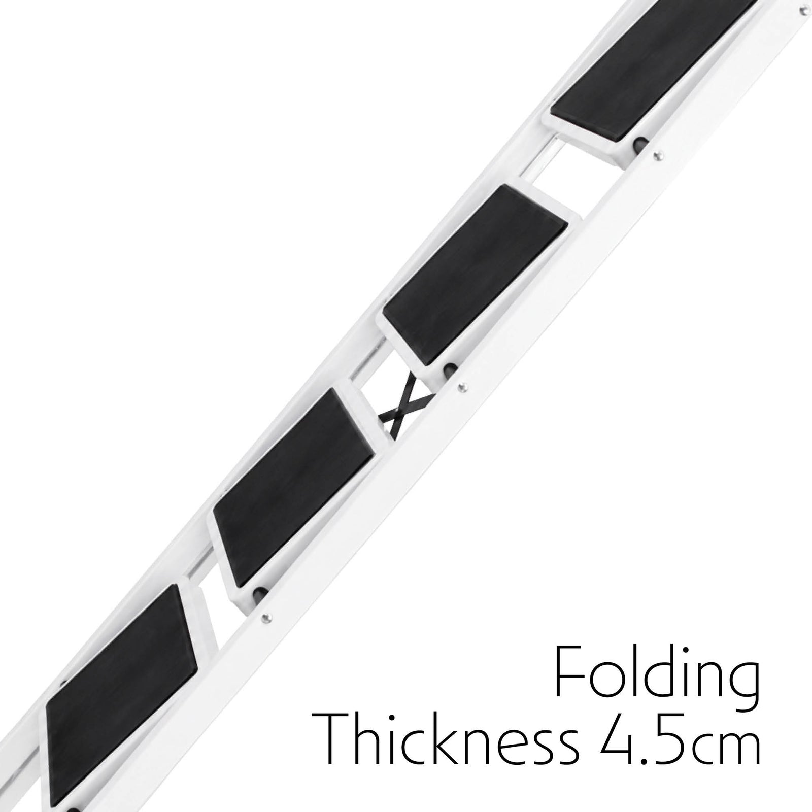4 Step Ladder Heavy-duty Steel Folding Step Stool 150kg Capacity | White