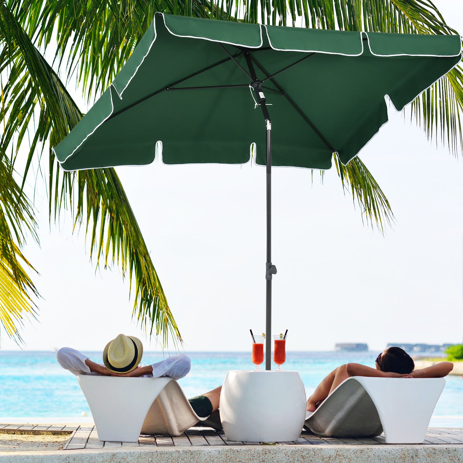 Aluminium Sun Umbrella 2x1.3m Parasol | Green