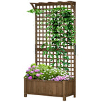 Wooden Trellis Planter With Drain Holes | Brown