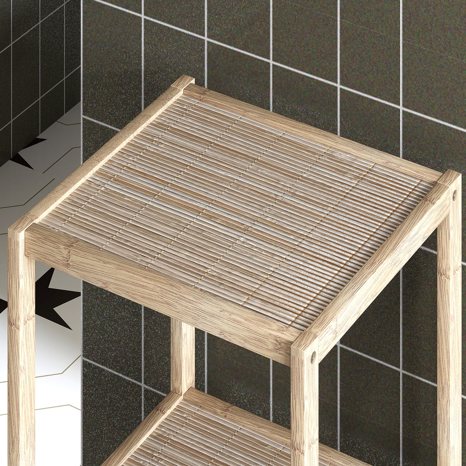 3/4-tier Bathroom Storage Shelving Unit Freestanding Bamboo | Medium | Natural