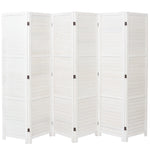 4/6-panel Foldable Room Divider – White Paulownia Wood Screen With Flexible Angles | Large