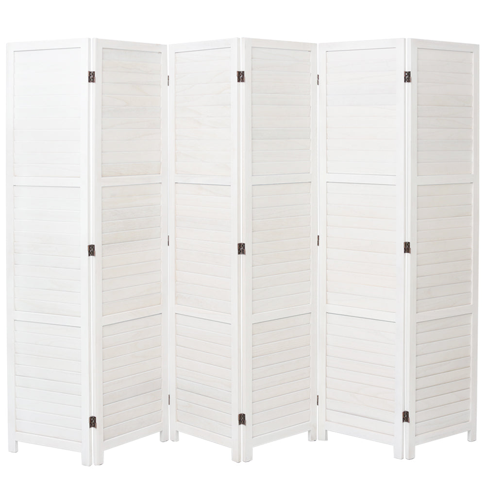 4/6-panel Foldable Room Divider – White Paulownia Wood Screen With Flexible Angles | Large
