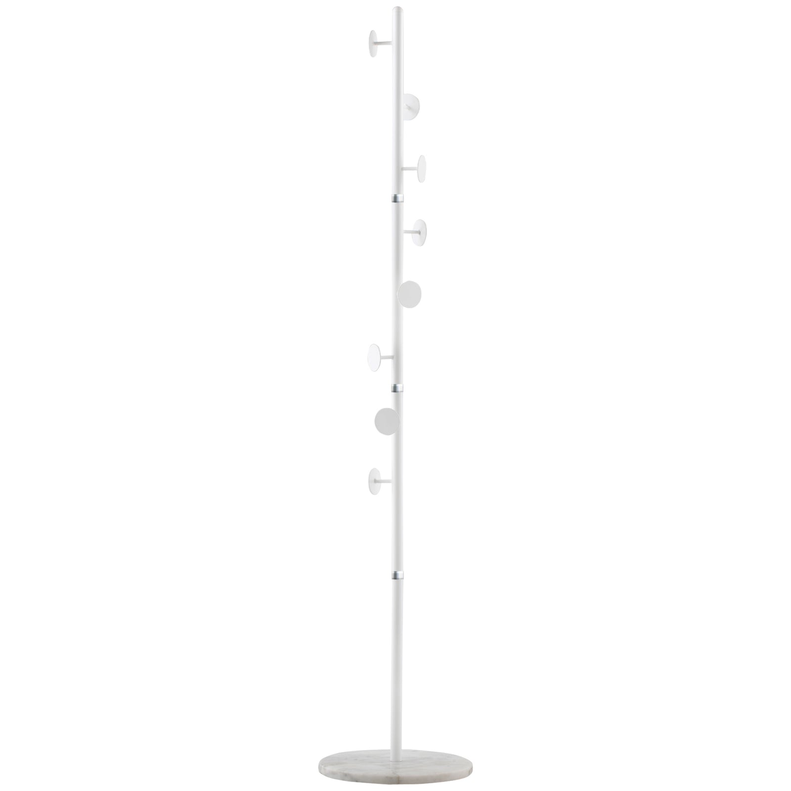 Steel Coat Stand Rack Marble Base 8 Hook Entryway | One Size | White